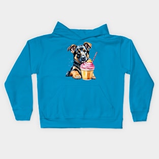 German Shepherd dog eating sweets gift ideas Kids Hoodie